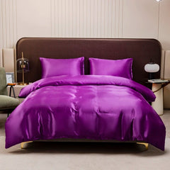 High End Satin Emulation Silky Duvet Cover 220x240 High Quality Queen Size Soft Smooth Quilt Covers Solid King Comforter Cover - SHOWLU FASHION STORE