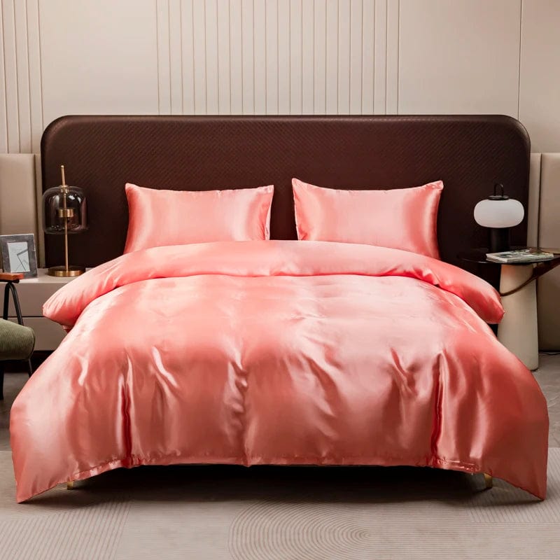 High End Satin Emulation Silky Duvet Cover 220x240 High Quality Queen Size Soft Smooth Quilt Covers Solid King Comforter Cover - SHOWLU FASHION STORE