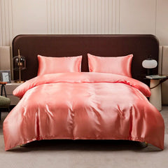 High End Satin Emulation Silky Duvet Cover 220x240 High Quality Queen Size Soft Smooth Quilt Covers Solid King Comforter Cover - SHOWLU FASHION STORE