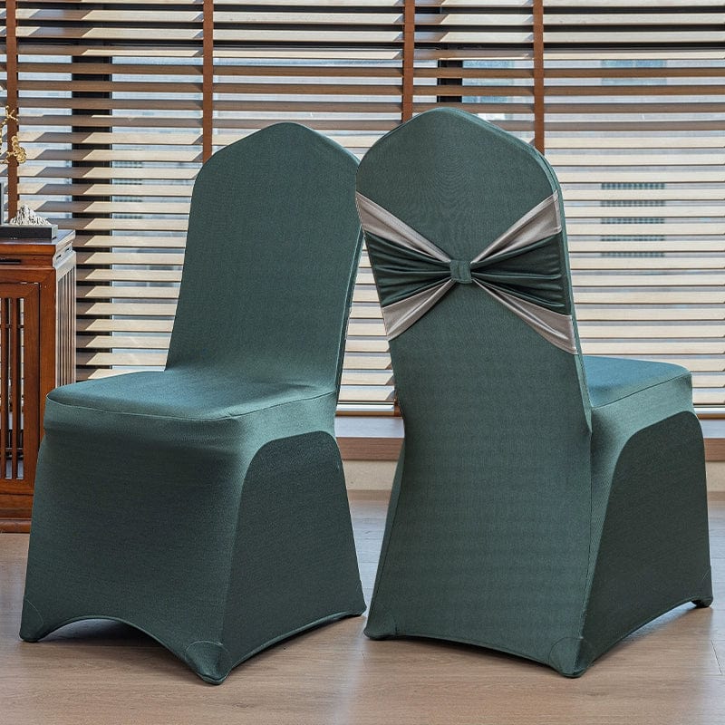 High-end satin bow chair cover for hotel, wedding, and banquet events by Showlu Fashion Store, featuring elegant knot details.