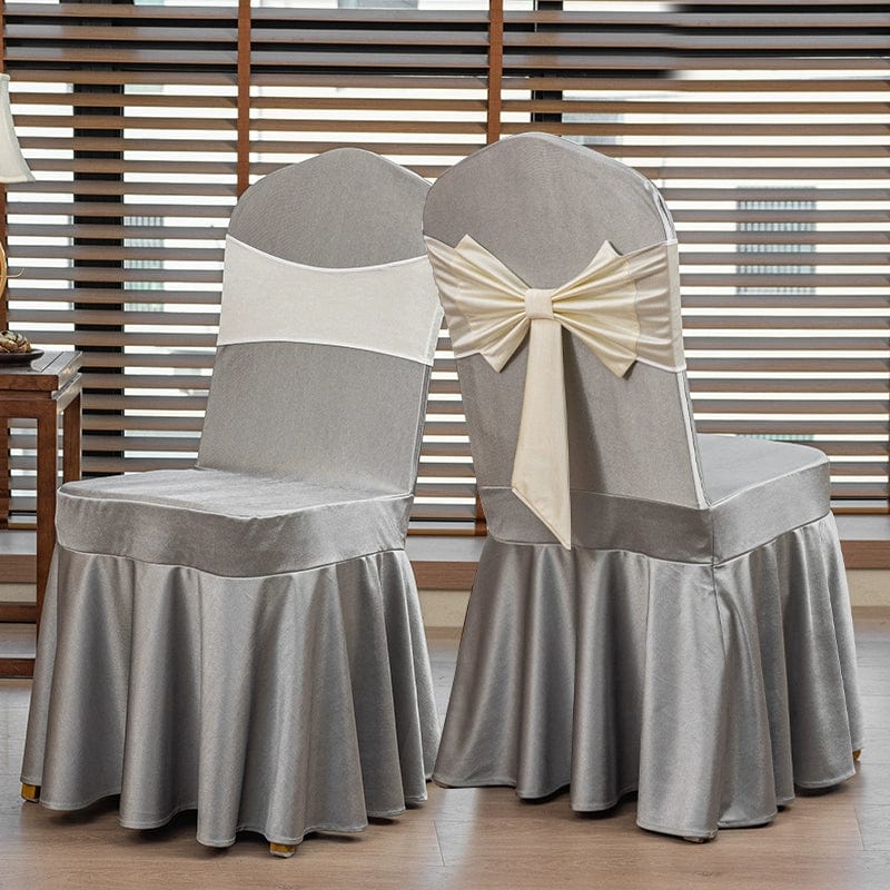 High - End Satin Hotel Wedding Banquet Bows Chair Cover - SHOWLU FASHION STORE