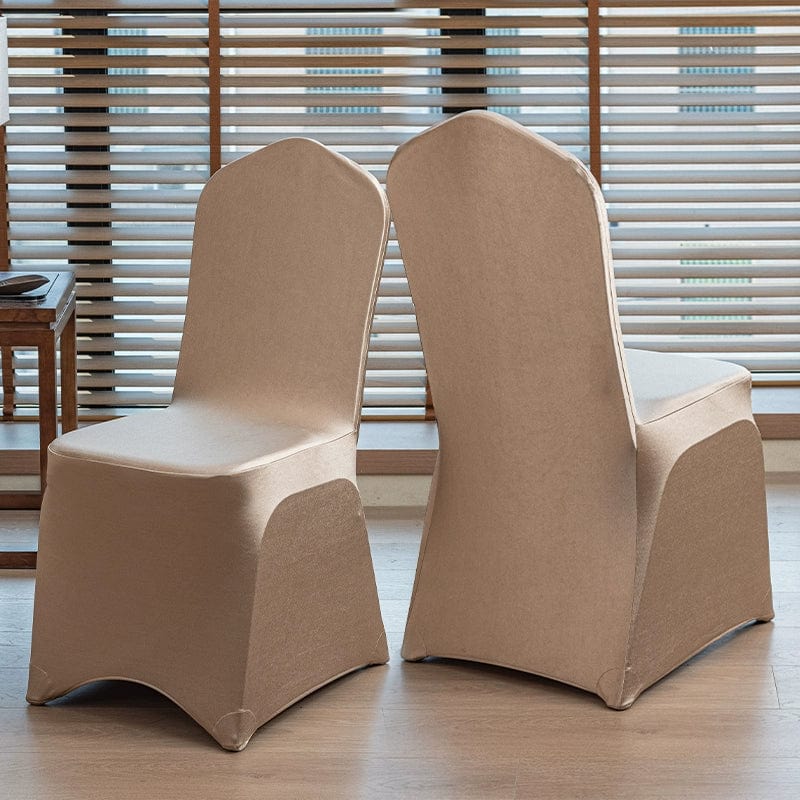 High-end satin bow chair cover for hotel, wedding, and banquet events, featuring elegant design and luxurious fabric.