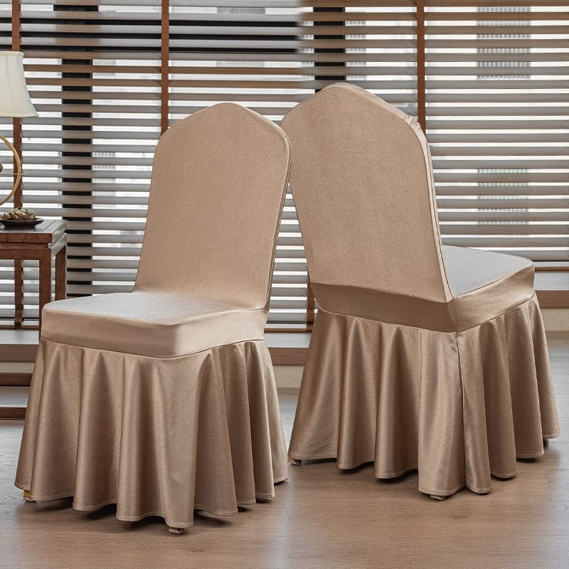 High-end satin bow chair cover for hotel wedding and banquet events, featuring elegant Showlu Fashion Store design.