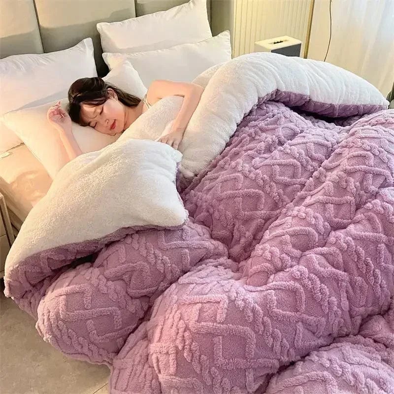 Artificial lamb cashmere weighted blanket by SHOWLU FASHION STORE, thick winter duvet quilt for cozy warmth and comfort.