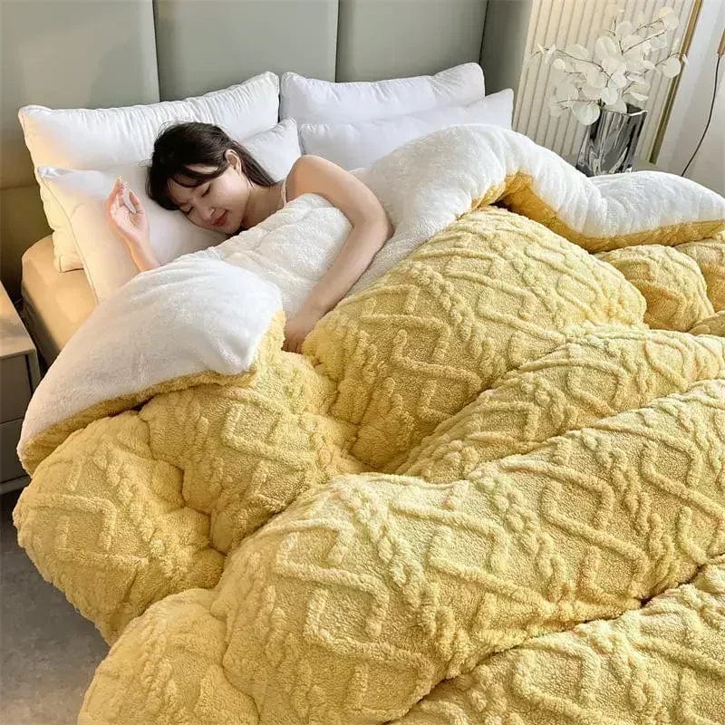 Showlu FASHION STORE artificial lamb cashmere weighted blanket, thick winter duvet quilt for cozy, warm bed comfort.