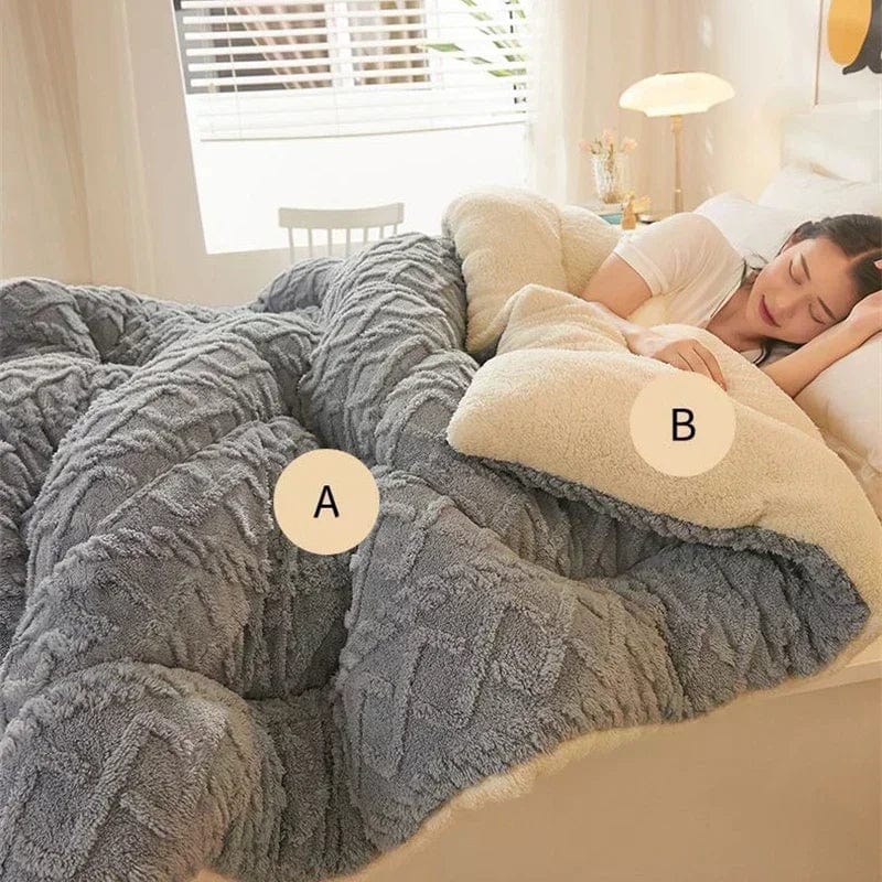 High End Thickened Winter Warm Blankets for Beds Artificial Lamb Cashmere Weighted Blanket Thicker Warmth Duvet Quilt Comforter - SHOWLU FASHION STORE