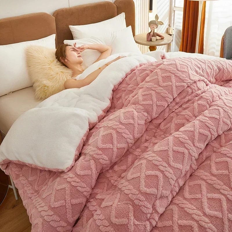 Artificial lamb cashmere weighted blanket by SHOWLU FASHION STORE, thick winter duvet quilt for cozy warmth and comfort.