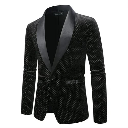 Men's luxury gold velvet blazer by SHOWLU FASHION, single button, stylish wedding suit with black, green, and burgundy options.