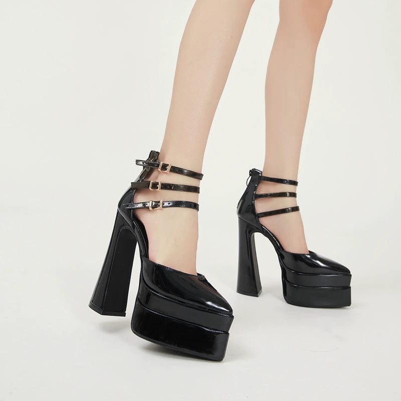 High Heel Platform Shoes Catwalk Show Thick Bottom Square Toe High Heels - SHOWLU FASHION STORE