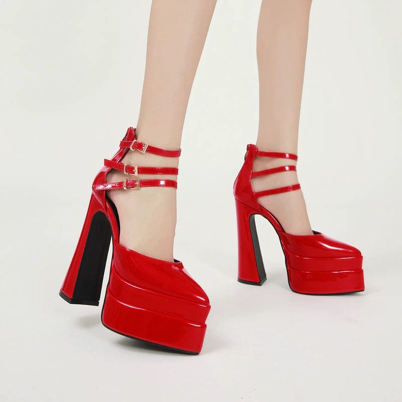 High Heel Platform Shoes Catwalk Show Thick Bottom Square Toe High Heels - SHOWLU FASHION STORE