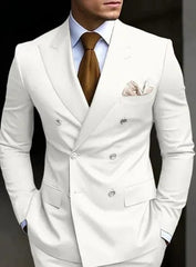 High Quality Brown Men's Suits Double Breasted Bespoke Double Breasted Peaked Lapel Formal Blazer Slim Fit 2 Piece Jacket Pants - SHOWLU FASHION STORE