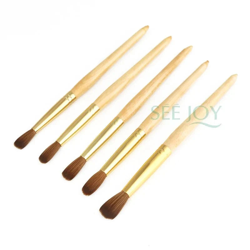 SeeJoy Kolinsky acrylic nail brush with pure hair and gold copper handle for professional nail art application.