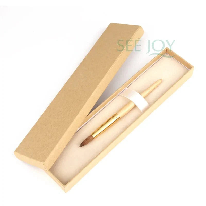 SeeJoy Kolinsky acrylic nail brush with 100% pure hair and gold copper handle for precise nail art application.