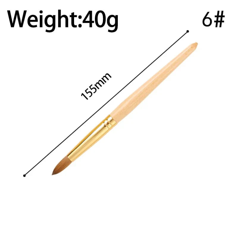 SeeJoy Kolinsky acrylic nail brush with pure hair and gold copper handle, ideal for professional nail art and precise application.