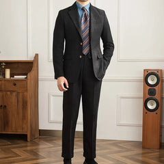 High Quality Fall Business Formal Casual Dress Suit Wedding Suit For Men Solid Color Casual Office Work Party Prom Costume Homme - SHOWLU FASHION STORE