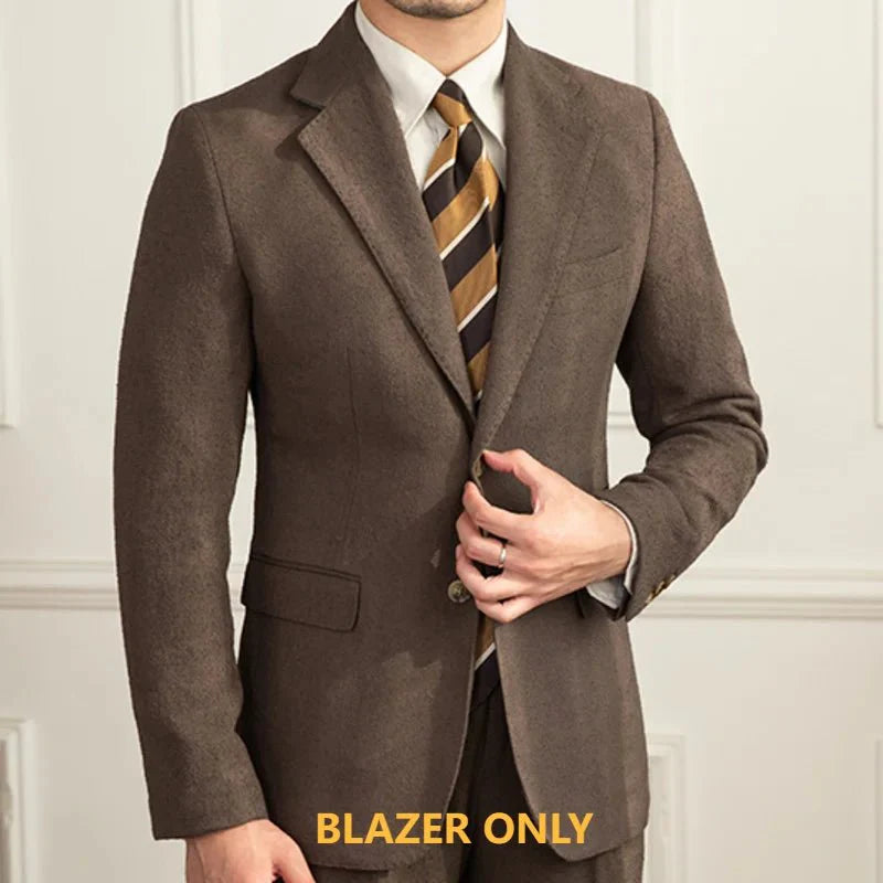 Men's slim fit 3-piece solid color business suit, formal tuxedo, from SHOWLU FASHION STORE, suitable for office, parties, and weddings.