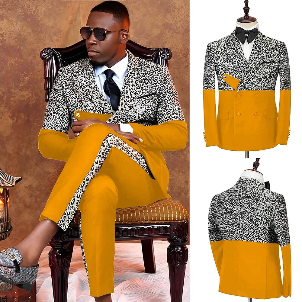 Men's double-breasted slim fit tuxedo suit by SHOWLU FASHION, featuring a tailored jacket and matching pants for formal occasions.
