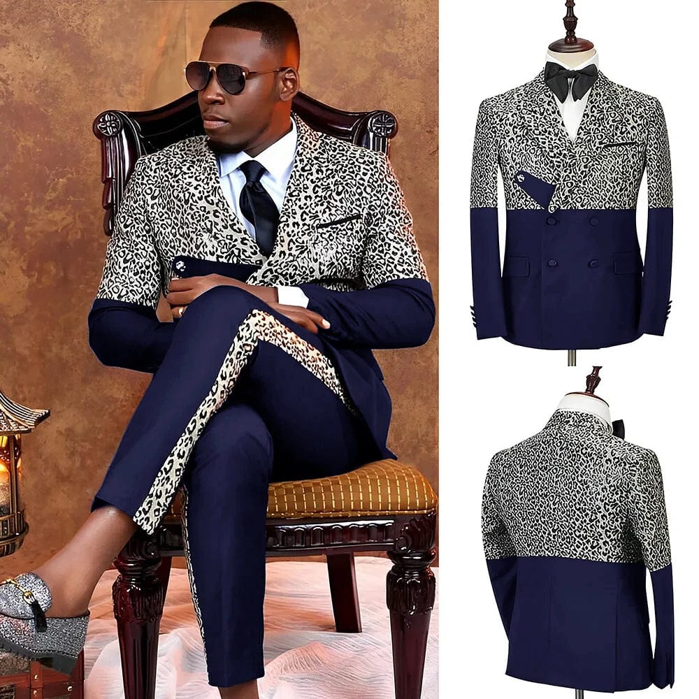 Men's black double-breasted tuxedo suit by SHOWLU FASHION, slim fit, includes jacket and pants, perfect for formal occasions.