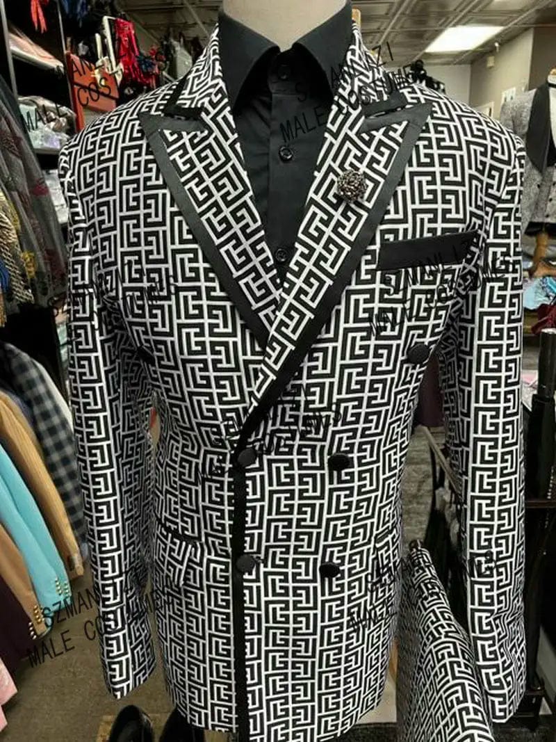Men's double-breasted tuxedo suit by SHOWLU FASHION, slim fit 2-piece set with jacket and pants for formal occasions or weddings.