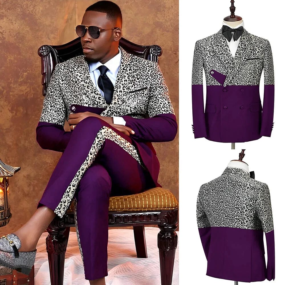 Men's double-breasted slim fit tuxedo suit by SHOWLU FASHION, featuring a jacket and pants for formal occasions and weddings.