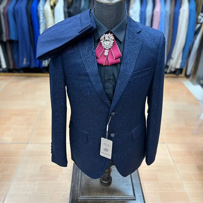Men's floral jacquard 3-piece wedding suit blazer by SHOWLU FASHION STORE, slim fit, stylish stage and banquet formal attire