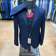 High Quality Floral Printed Wedding Men Suit Three - Piece Slim Fit Stage Costume Banquet Party Male Blazer Jacquard Fashionable - SHOWLU FASHION STORE