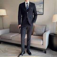High Quality Men's Wedding Suit (suit + Vest + Trousers) Fashion Business Professional Suit Best Man Groom Wedding 3/2 Piece Set - SHOWLU FASHION STORE