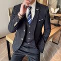 SHOWLU Men's 3-Piece Wedding Suit with slim fit jacket, vest, and trousers for formal occasions and weddings.