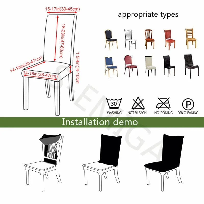 Seersucker dining chair cover by Showlu Fashion Store, stretch slipcover with elastic skirt for banquet or wedding chairs.