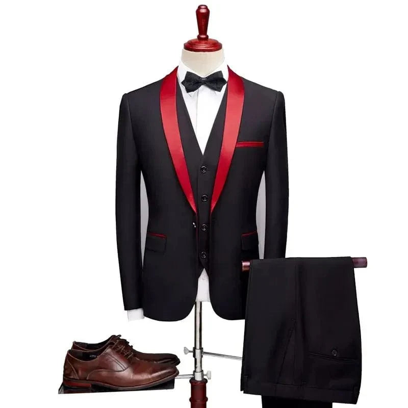 Men's green slim fit wedding suit by Showlu Fashion, includes jacket, vest, and trousers in British style for formal occasions.