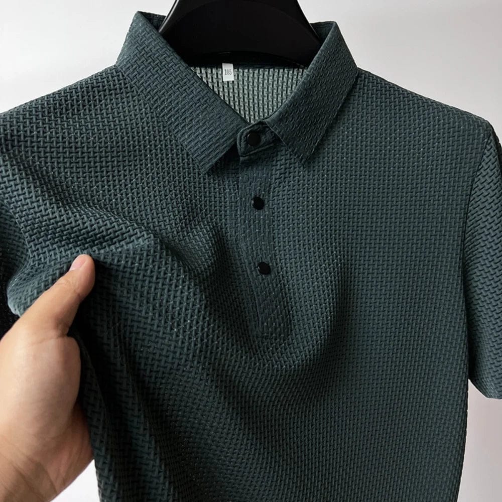 Showlu men's short sleeve polo shirt in breathable fabric, suitable for summer business casual, in size 4XL.