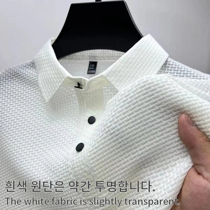 Showlu men's short sleeve polo shirt, breathable summer business casual top in high-quality fabric, available in size 4XL.