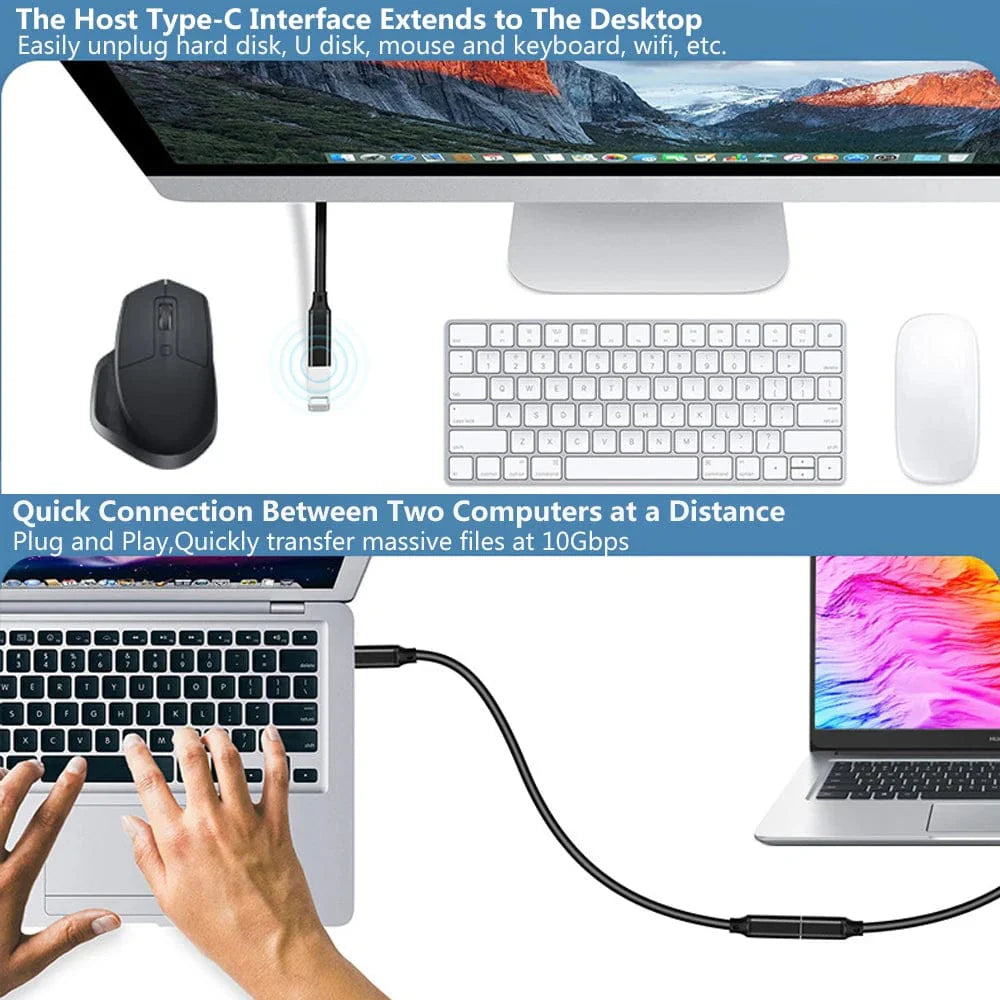 Showlu USB C extension cable with 100W power and 10Gbps data transfer, 1 meter length, male to female connector.