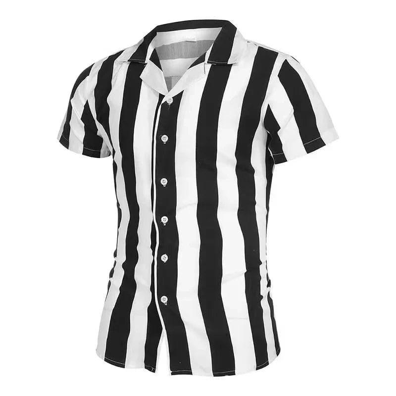 Holiday Beach Striped 3D Print Men Tops Man/Women Casual Fashion Short Sleeves shirt Lapel Button Shirt Oversized Unisex Clothes - SHOWLU FASHION STORE