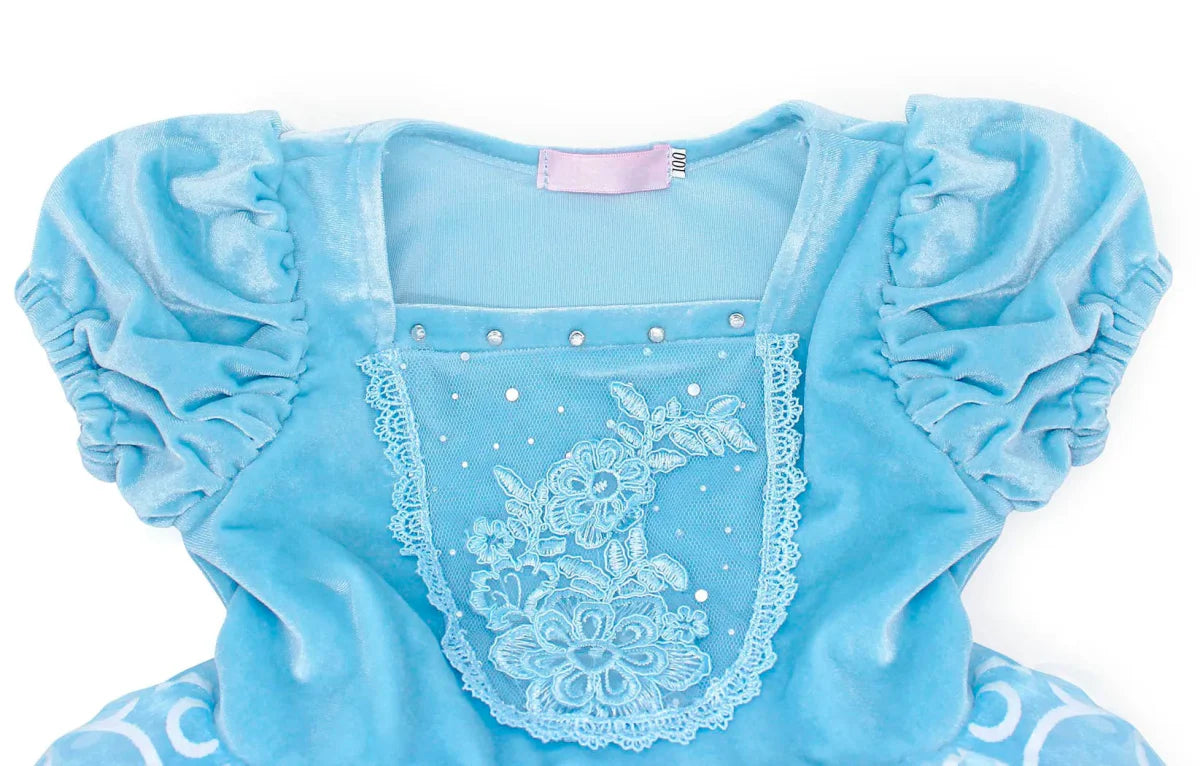 Showlu Girls Princess Dress Up Costume with puffy ball gown and sleevelets, designed for toddlers and babies for holidays and parties.