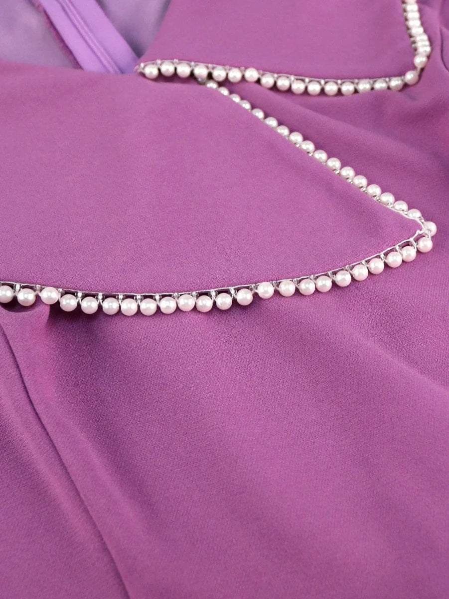 AOMEI Women's Peplum Beading Sheath Dress with long sleeves, ruffles, and elegant beading, perfect for church or holiday parties.