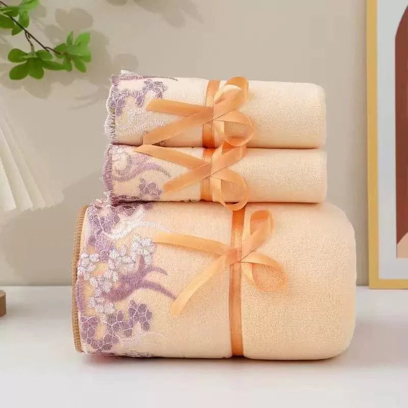 Soft, thickened facecloth bath towel set by SHOWLU FASHION STORE, quick-drying, water-absorbing, square towels in a gift box.