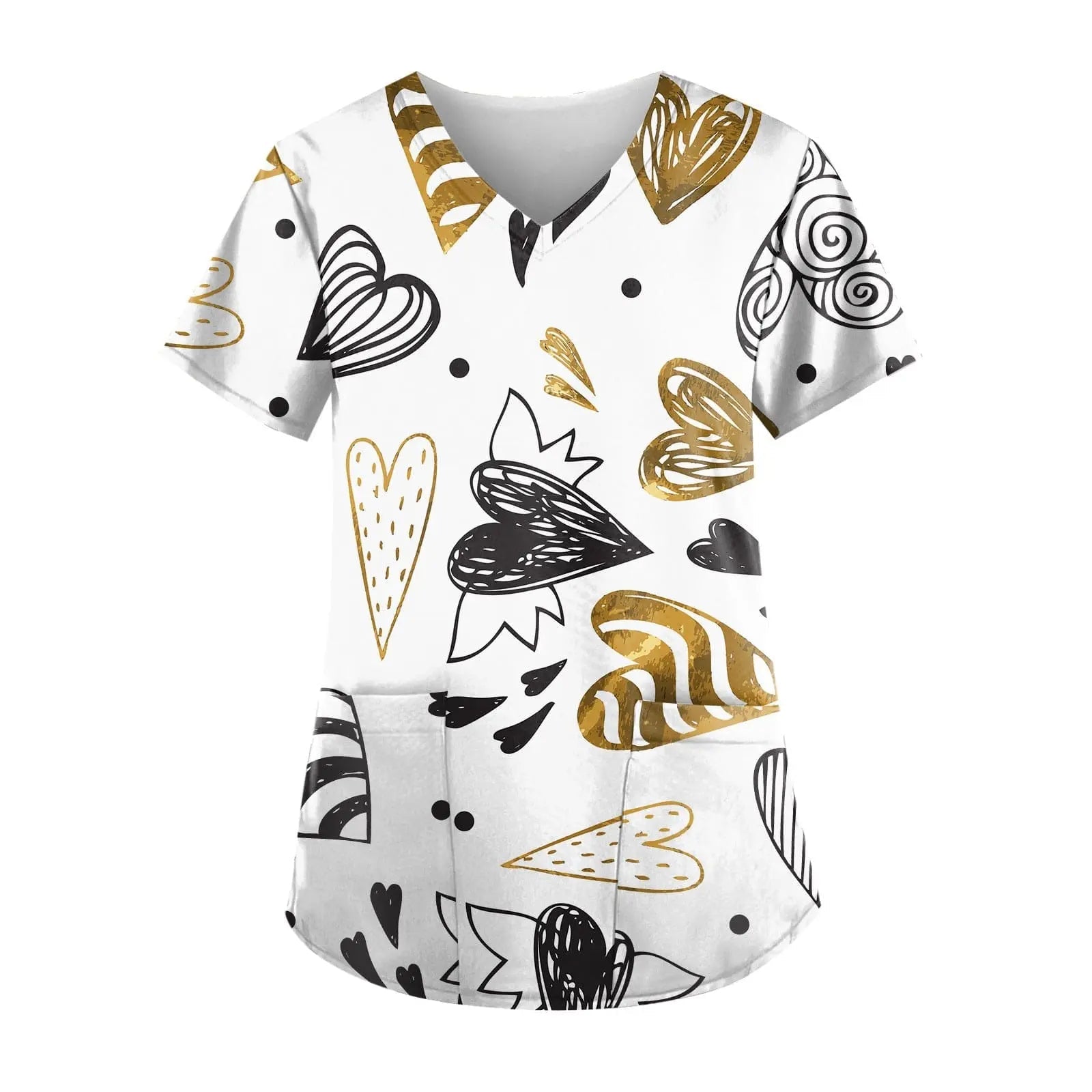 Showlu Fashion nurse scrub top with colorful printed short-sleeve design, ideal for hospital or medical work uniforms.