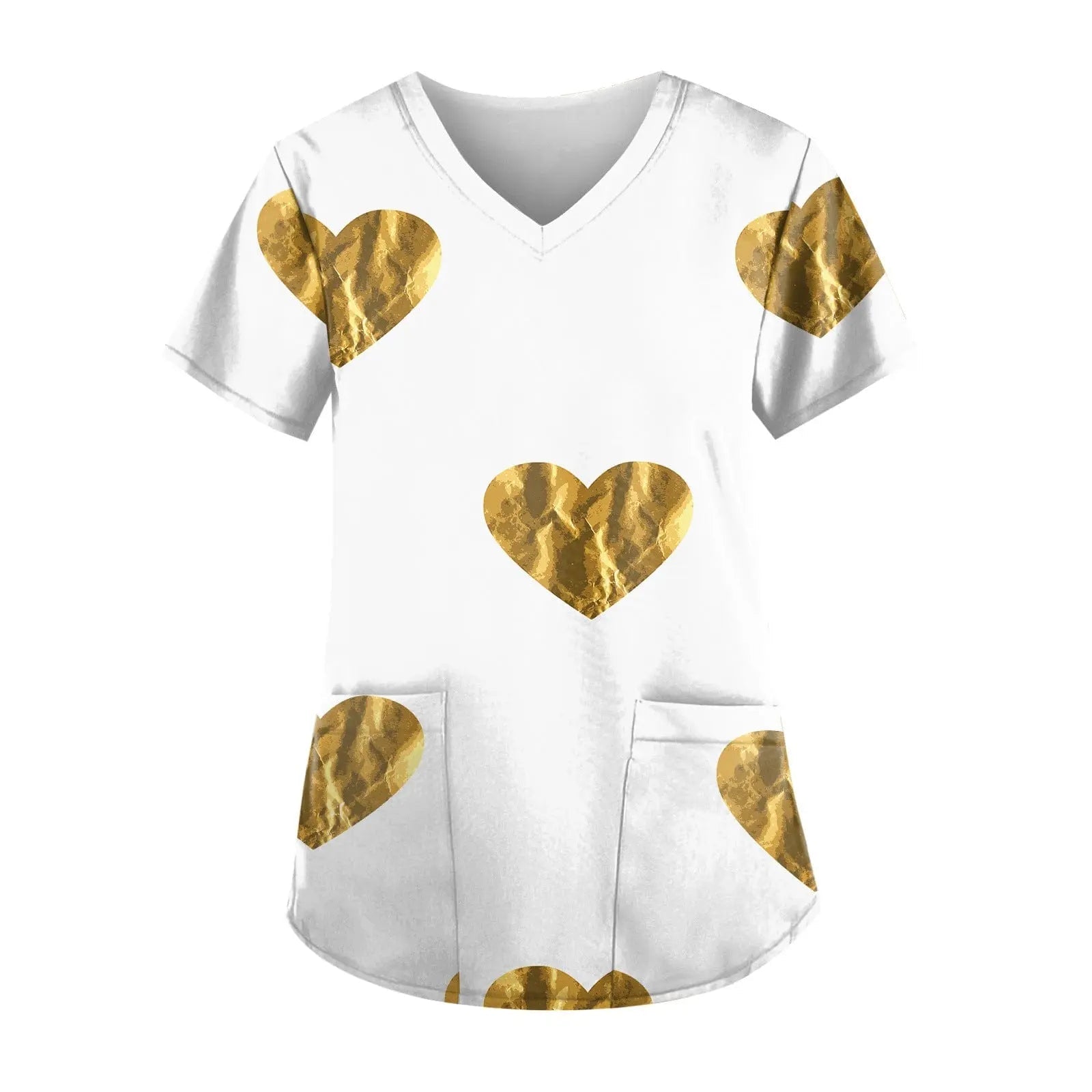 Showlu Fashion nurse scrub top with short sleeves and colorful printed design, ideal for hospital work uniforms.