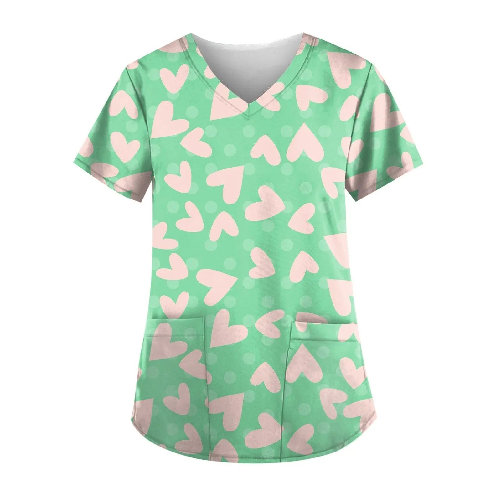 Showlu Fashion nurse scrub top with short sleeves and colorful printed design, ideal for medical professionals and healthcare workers.