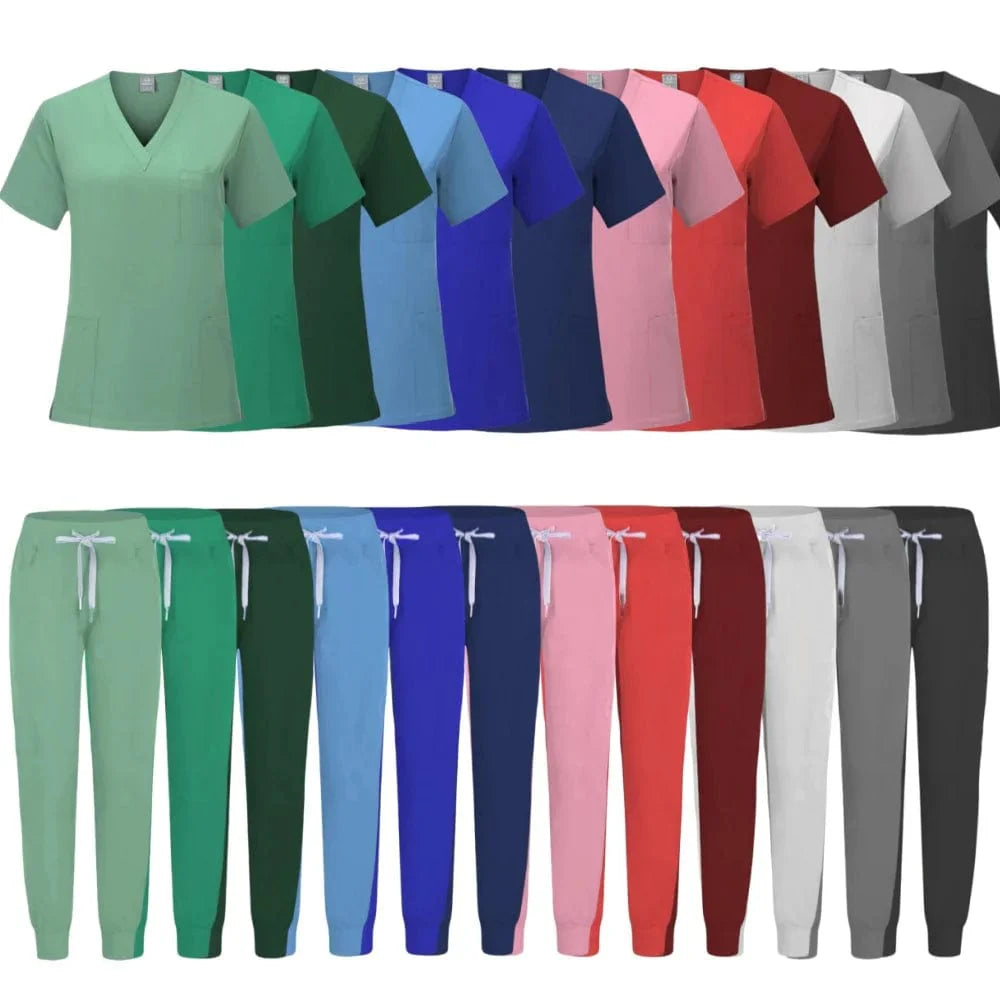 Women's MERTRAW anti-wrinkle jogger scrub set by SHOWLU FASHION STORE, soft washable medical uniform for nurses and healthcare professionals.