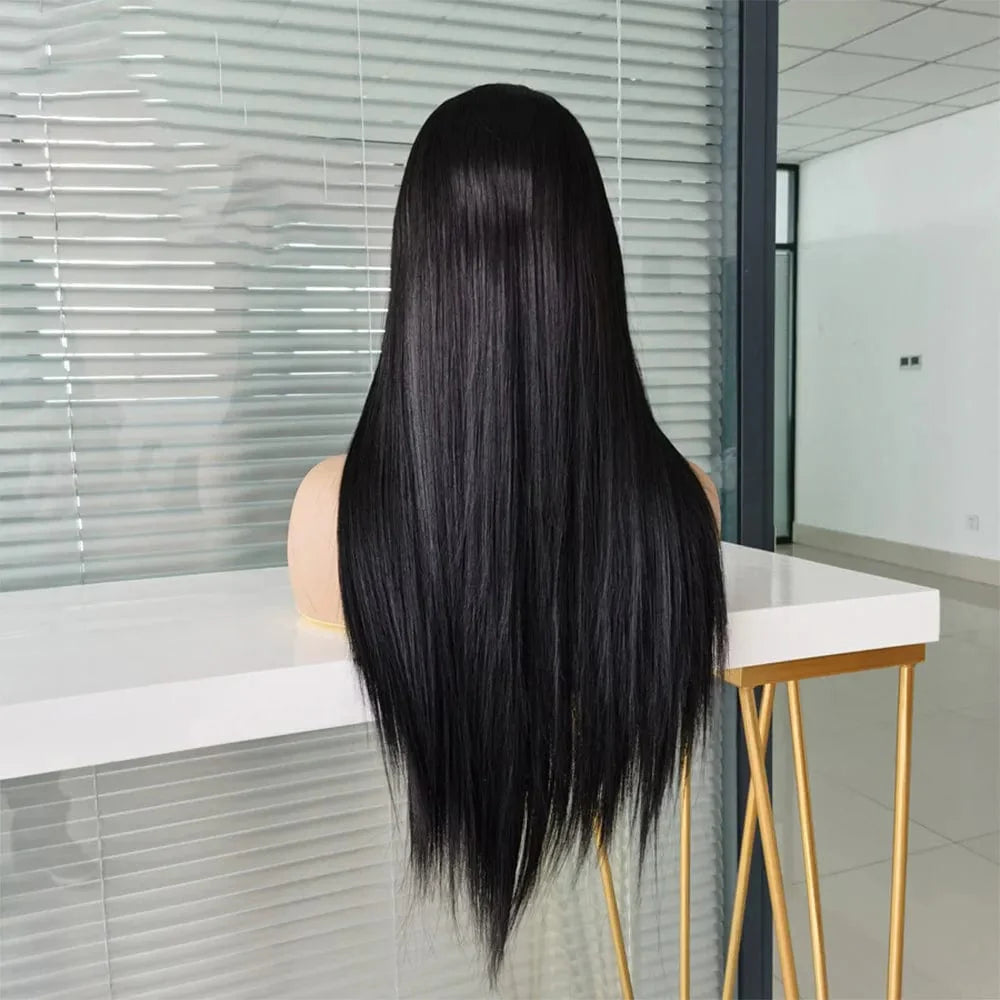 Showlu Straight Brazilian Human Hair Wig with HD transparent 360 lace frontal, 13x4 lace front, natural hair texture, full lace design