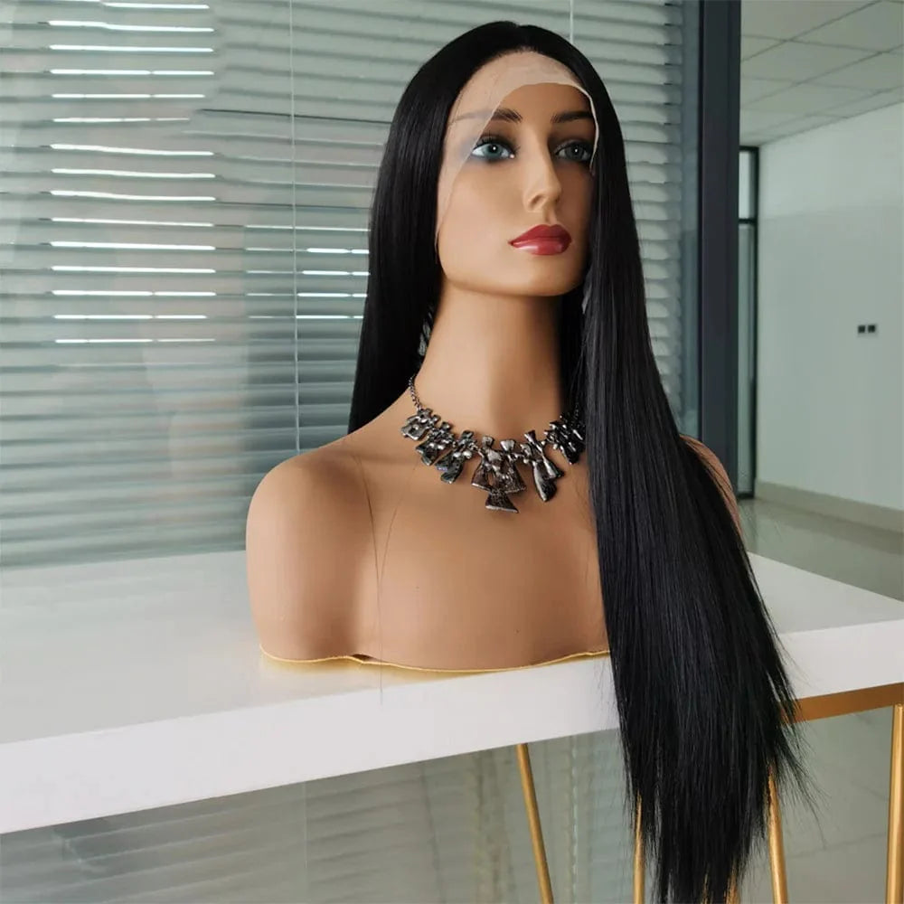 Showlu Straight Brazilian Human Hair Wig with HD transparent 360 lace frontal, 13x4 lace front, natural-looking and full coverage.