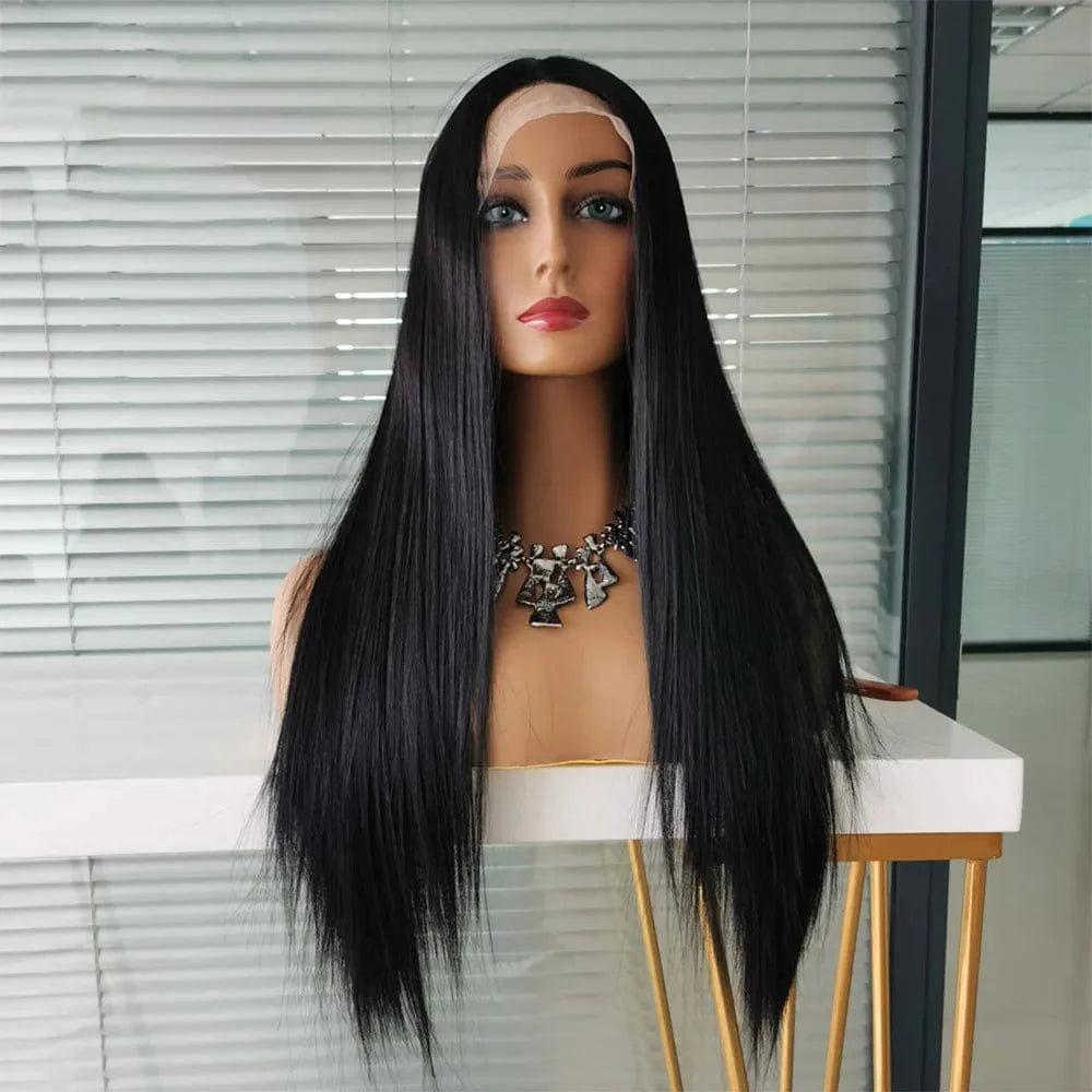 Showlu Fashion Store straight Brazilian human hair wig with HD transparent 360 lace frontal and 13x4 lace front, natural silky texture