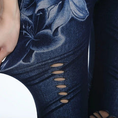 Hot Sexy Women Jean Skinny Jeggings Pants high waist leggings female print ankle - length Slim Legging Fitness Plus Size - SHOWLU FASHION STORE