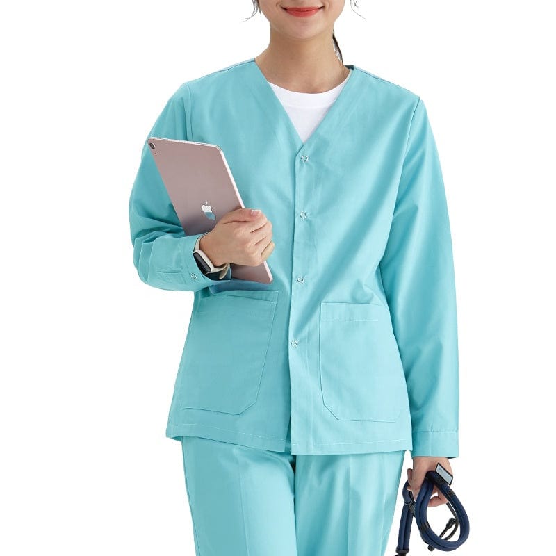 Showlu Fashion unisex medical scrubs set with stretch fabric, featuring a comfortable, professional uniform for healthcare workers.