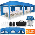 Hoteel 10x30 pop-up canopy tent with waterproof fabric, 8 sidewalls, and a tote bag for outdoor parties and events.