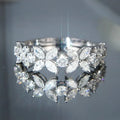 Huitan Flower Bridal Wedding Ring with white CZ stones, brass jewelry for women featuring a romantic floral design.