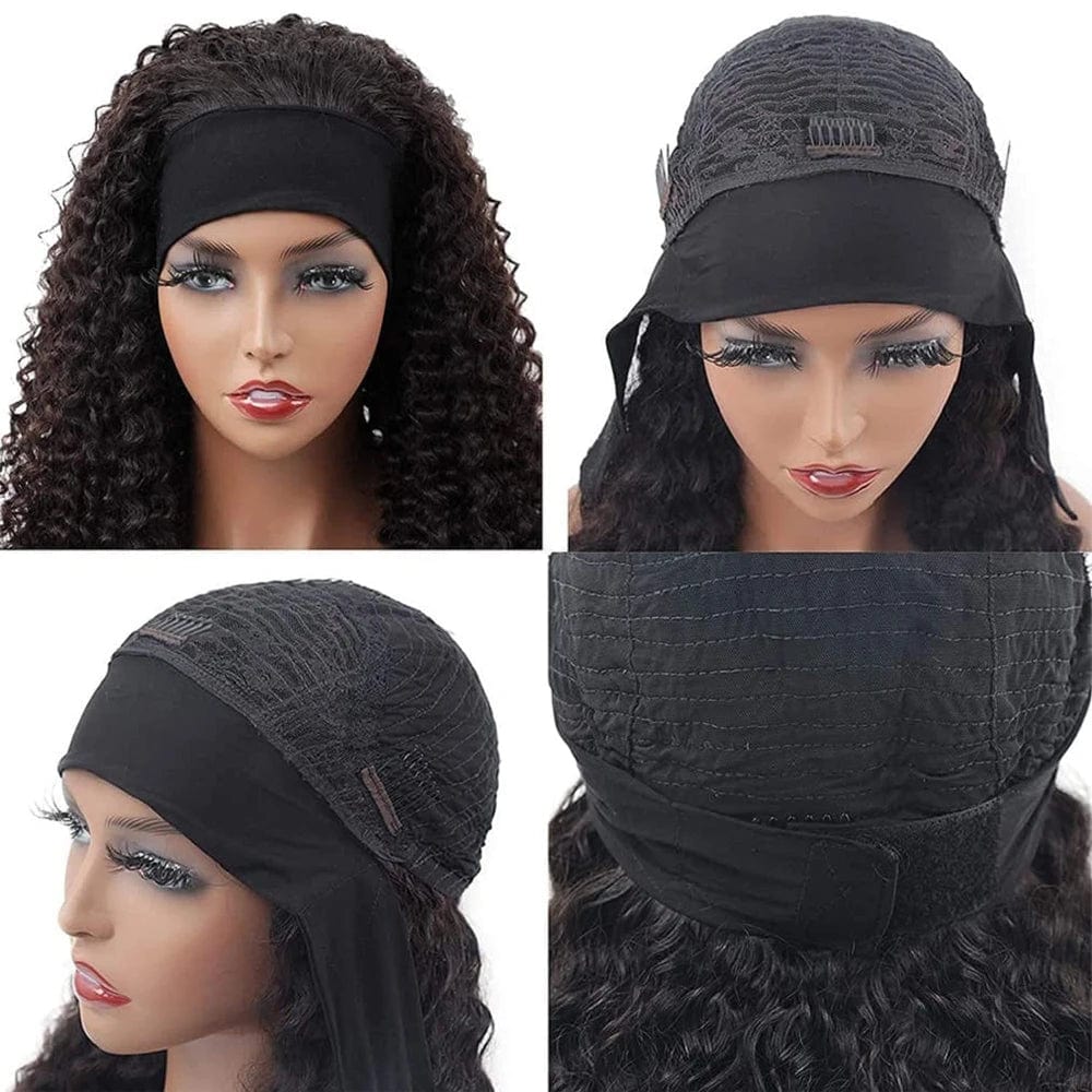 SHOWLU FASHION STORE Berracy Kinky Curly Headband Wig, 36-inch Brazilian Remy human hair, full machine-made, natural curly style for women.