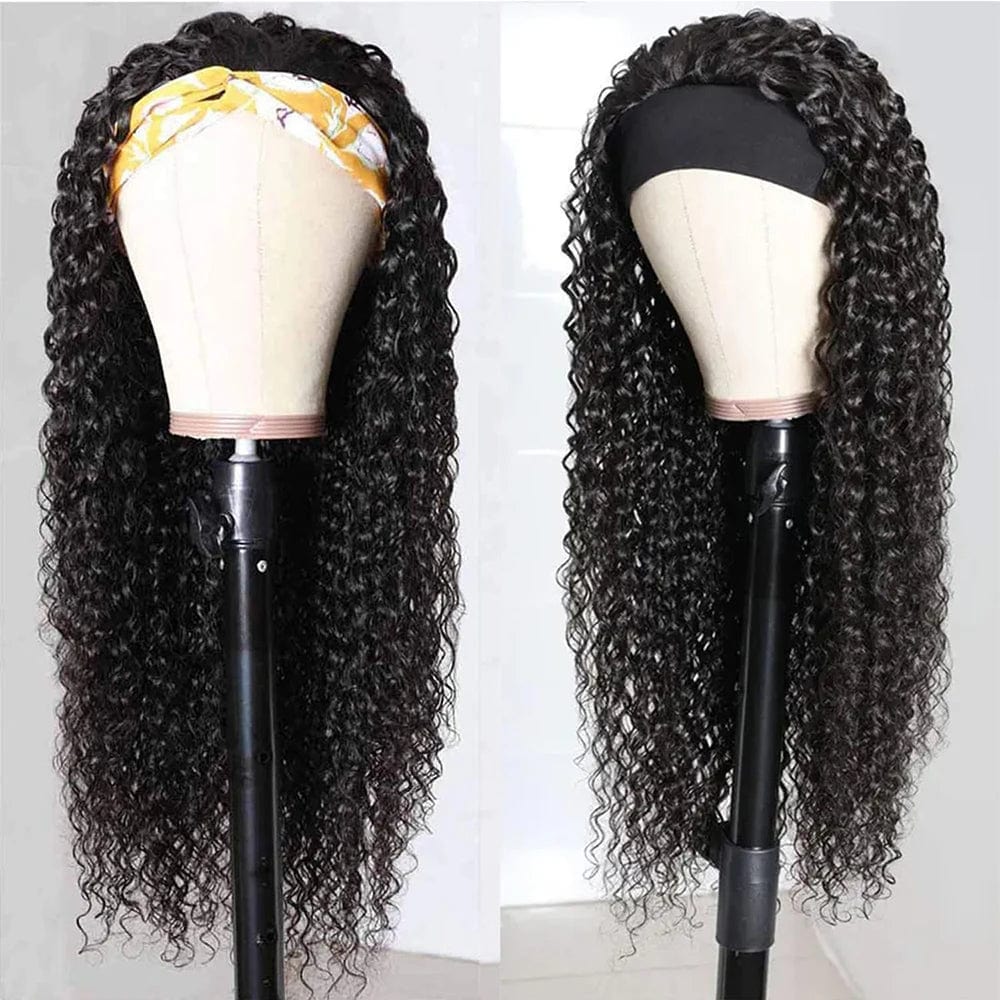 SHOWLU FASHION STORE Berracy Kinky Curly Headband Wig, 36-inch Brazilian Remy Human Hair with natural curly texture